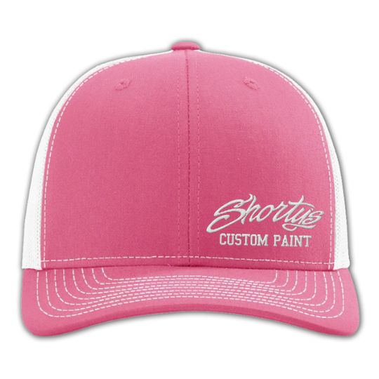 Embroidered Trucker Hat | Pink & White