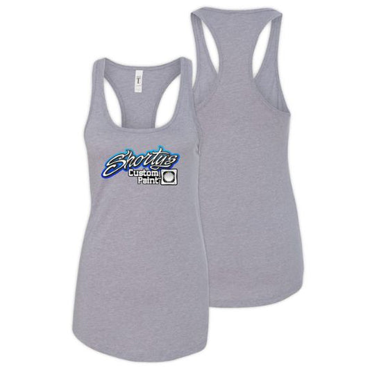 Ladies' Light Gray Shorty's Logo Racerback T-Shirt