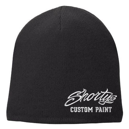 Embroidered Fleece Lined Beanie | Black and White